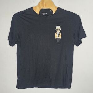Karl Lagerfeld Mens Gray Karl Caricature Graphic Logo T-Shirt Size 2XL